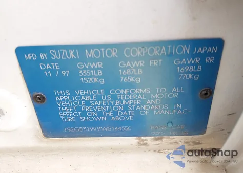 1998 Suzuki Esteem Gl/Glx from USA, damaged, VIN JS2GB31W9W5144550